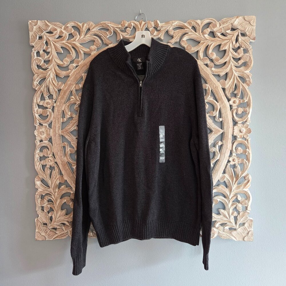 Calvin Klein Men's quarter zip black/grey sweater Size XXL NWT's